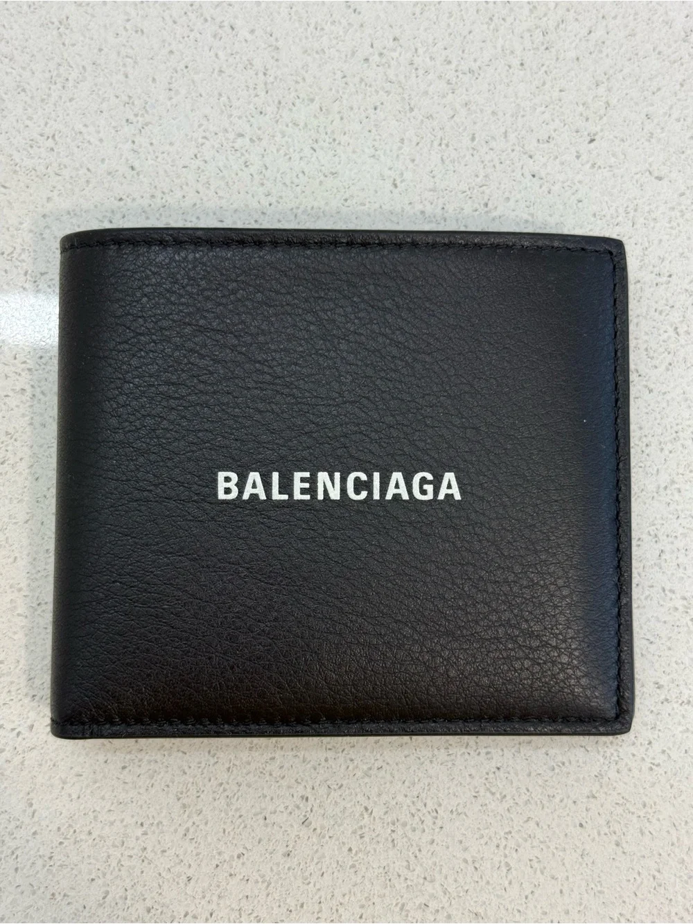BALENCIAGA Logo-Print Full-Grain Leather Billfold Wallet